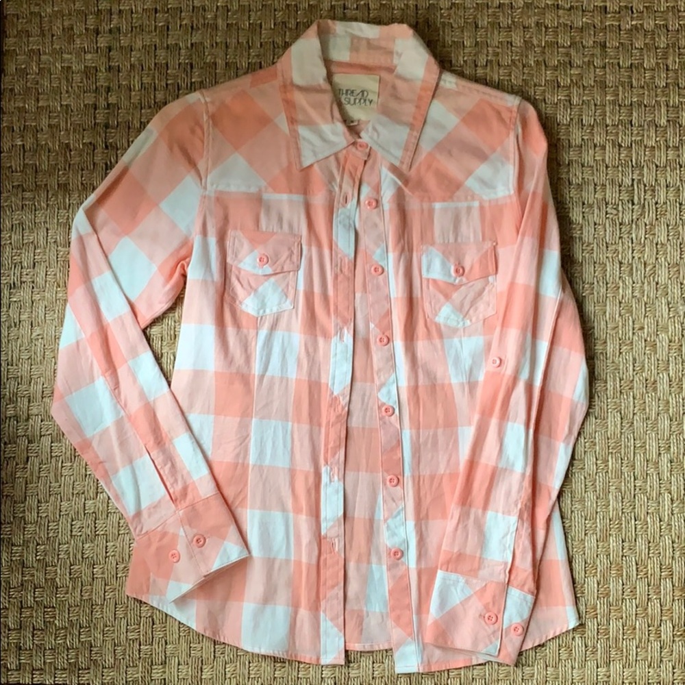 Buffalo check button-down flannel shirt